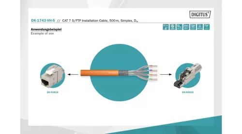 Digitus Cat7 S/FTP PiMF LSZH/3 1200Mhz AWG23/1 500 m