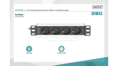 Digitus 4 aljzatos 10" rack PDU