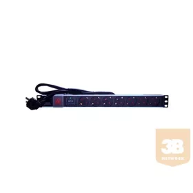   Villamos elosztó 7-es 19" túlfeszvédett, kapcsolóval