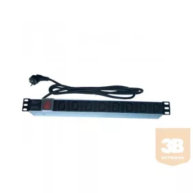 Villamos elosztó 8-as 19" kapcsolóval, C13 aljzattal