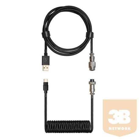 KAB Cooler Master Coiled Cable/Double-Sleeved - Tekercselt Billentyűzetkábel - Fekete - KB-CBZ1