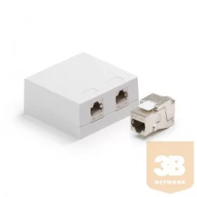  KELine KE-SMB02-W + KEJ-C6A-S-10G(2) Falon kívüli doboz Kategória 6A , 2xRJ45/s csatlakozóval