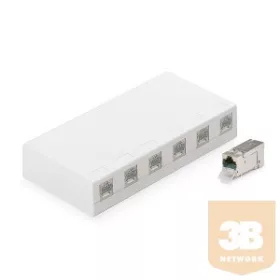   KELine KE-SMB06-W + KEJ-C6A-S-HD(6) Falon kívüli doboz, Kategória 6A, 6xRJ45/s csatlakozóval