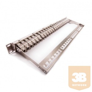 KELine KEP-C6A-S-10G-NP Patch panel , Kategória 6A, 24xRJ45/s, ezüst, csatlakozókkal, 1U