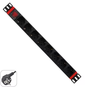   WP Multiple Socket for rack 19"– 8 Italian/Schuko sockets, with On/Off switch, 1 unit - Schuko Plug