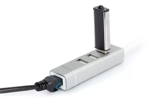 Digitus DA-70253 USB Type-C 3-Port Hub + Fast Ethernet LAN Adapter