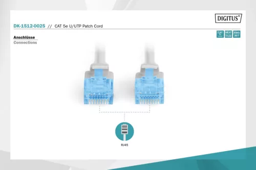 Digitus CAT5e U-UTP Patch Cable 0,25m Grey