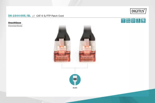 Digitus CAT6 S-FTP Patch Cable 0,5m Black