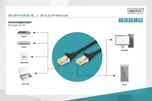 Digitus CAT6A S-FTP Patch Cable 0,25m Black