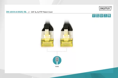 Digitus CAT6A S-FTP Patch Cable 0,25m Black