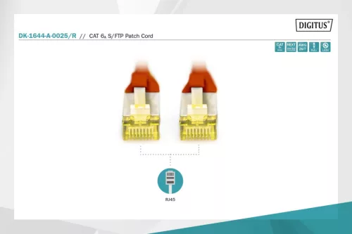 Digitus CAT6A S-FTP Patch Cable 0,25m Red