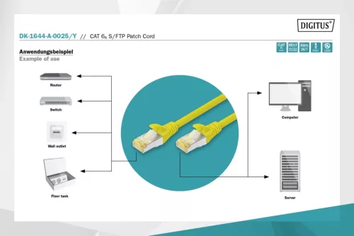 Digitus CAT6A S-FTP Patch Cable 0,25m Yellow