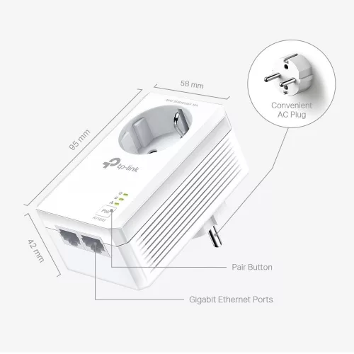TP-Link TL-PA7027P KIT AV1000 2-Port Gigabit Passthrough Powerline Adapter Kit