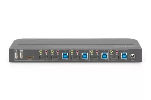 Digitus KVM Switch, 4-Port, 4K60Hz, 4x DP in, 1x DP/HDMI out