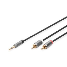   Digitus DB-510330-010-S Audio adapter cable, 3.5 mm stereo jack to RCA 1m Black