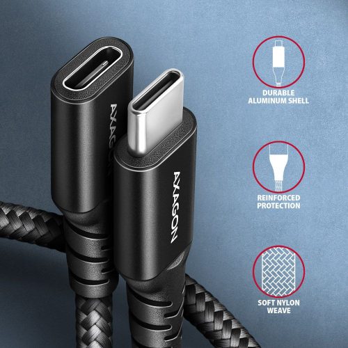 AXAGON BUCM32-CF05AB SPEED+ USB-C <> USB 20GBPS EXTENSION CABLE 0.5m Black
