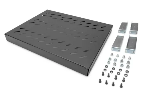 Digitus 1U fixed shelf for 600mm depth racks 44x482x350mm adjust. 350-550mm Depth Black