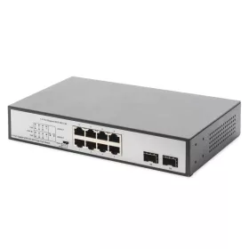   Digitus 8-Port Gigabit PoE Switch 19 Zoll Unmanaged 2 Uplinks Silver