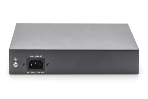 Digitus 8-Port Gigabit PoE Switch 19 Zoll Unmanaged 2 Uplinks Silver