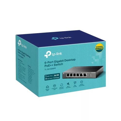 TP-Link TL-SG1006PP 6-Port Gigabit Desktop Switch with 3-Port PoE+ and 1-Port PoE++