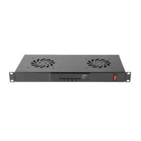   Lanberg 19" fan unit / ventilation panel with lcd 2 fans + thermostat 230V Black