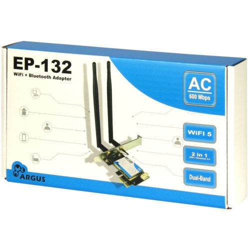 Inter-Tech EP-132 PCIe Adapter with WiFi 5 and Bluetooth 4.2