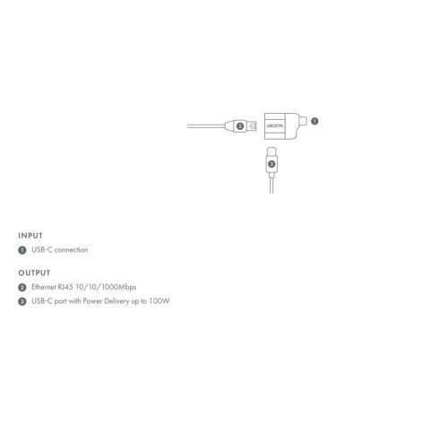 Dicota USB-C to Ethernet Mini Adapter with PD (100W) Silver