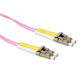   ACT LSZH Multimode 50/125 OM4 fiber cable duplex with LC connectors 1m Pink
