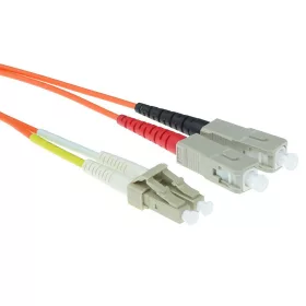  ACT LSZH Multimode 50/125 OM2 fiber cable duplex with LC and SC connectors 2m Orange