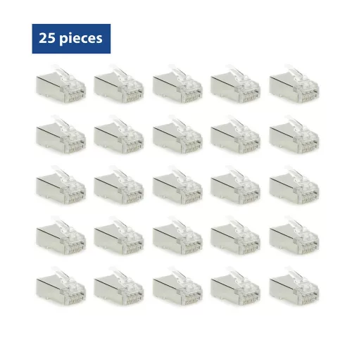 ACT CAT6A pass-through shielded modular RJ45 connector (25db)