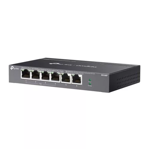 TP-Link DS106P Omada 6-Port 10/100Mbps Unmanaged Desktop Switch with 4-Port PoE+