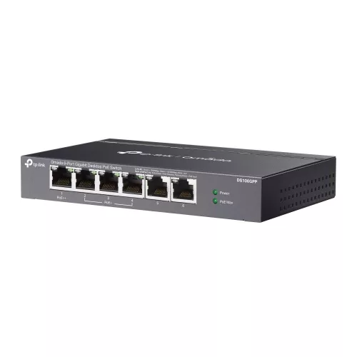 TP-Link DS106GPP Omada 6-Port Gigabit Unmanaged Desktop Switch with 3-Port PoE+ and 1-Port PoE++