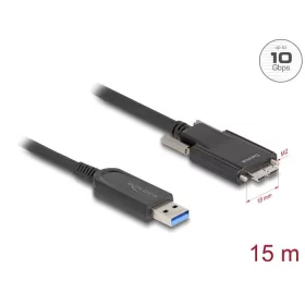  DeLock Active Optical Cable USB 10 Gbps Type-A male to Type Micro-B male with screws 15m Black