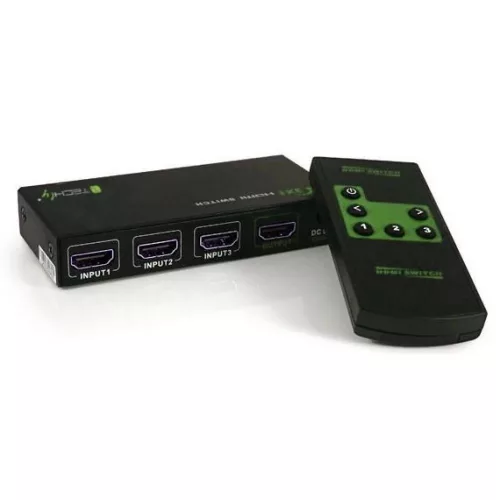 TECHLY  Switch HDMI 3 IN 1 OUT with Remote Control