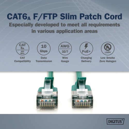 Digitus CAT6A F-FTP Patch Cable 1,5m Green