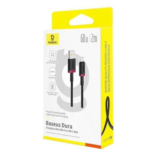 Baseus Dura Series 60W USB Type-A to Type-C Fast Charging cable 2m Black/Red