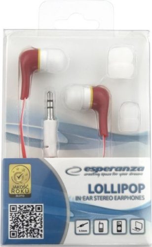 Esperanza EH146R Stereo Earphones Lollipop Red
