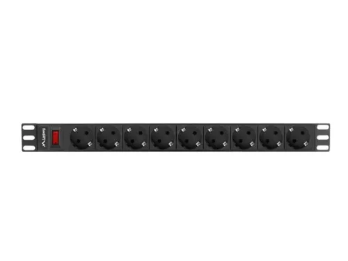 Lanberg 19" PDU/elosztósor 1U 16A 3m 9x Schuko aljzat