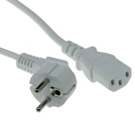   ACT Powercord mains connector Schuko CEE 7/7 male (angled) - C13 IEC 60320 3m White