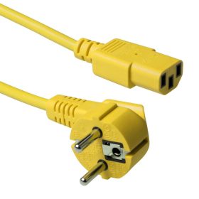   ACT Powercord mains connector Schuko CEE 7/7 male (angled) - C13 IEC 60320 1,8m Yellow