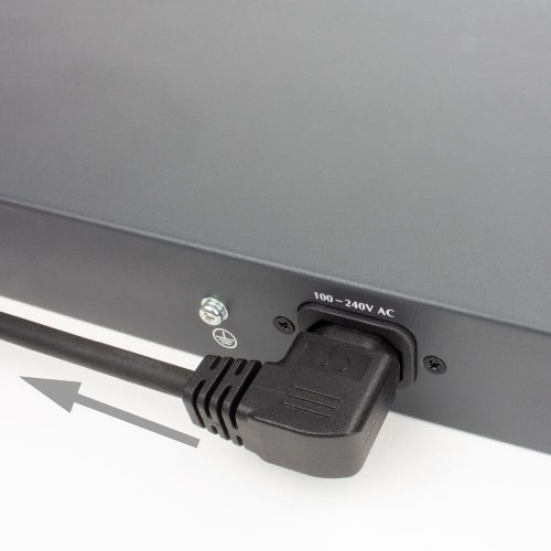 ACT Powercord mains connector Schuko CEE 7/7 male (angled) - C15 (angled left) IEC 60320 1,5m Black