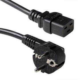   ACT Powercord mains connector Schuko CEE 7/7 male (angled) - C19 IEC 60320 3m Black