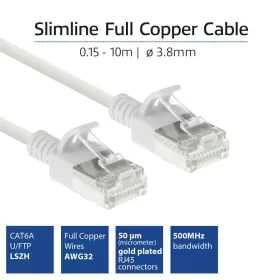 ACT CAT6A U-FTP Patch Cable 0,15m White