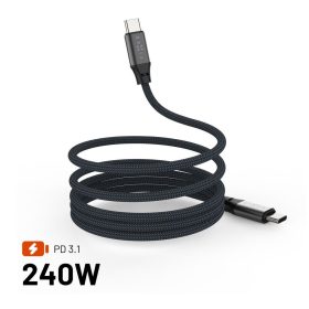 FIXED Mágneses fonott kábel, USB-C/USB-C 2m, szürke