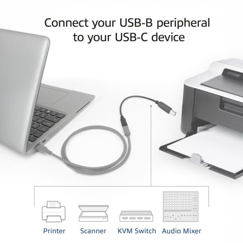 ACT USB Type-C female to USB-B 2.0 printer adapter cable 0,2m Black