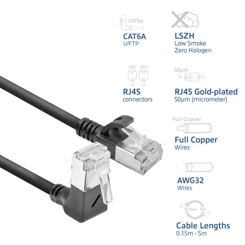 ACT CAT6A U-FTP Patch Cable 1m Black