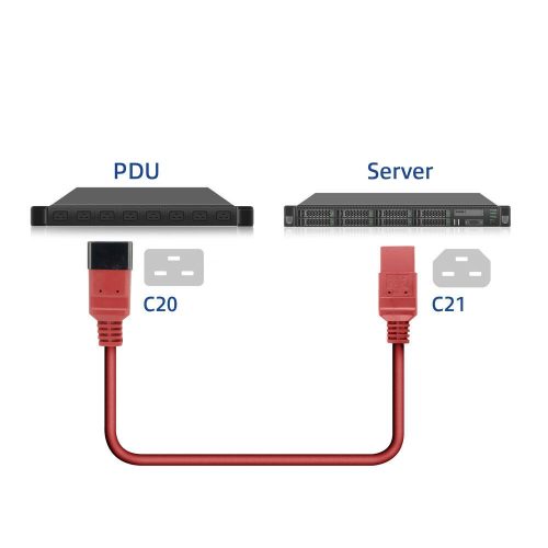 ACT Powercord C20 male - C21 famale 2m Red