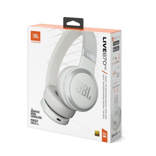 JBL Live 670NC Bluetooth Over-Ear Noise-Cancelling Headset White