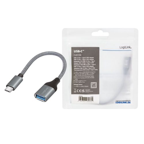 Logilink CU0106 USB 3.2 Gen1 Type-C adapter C/M to USB-A/F OTG 0,15m Dark Grey