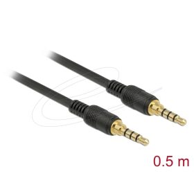   DeLock Stereo Jack 3.5 mm 4 pin male to male cable 0,5m Black